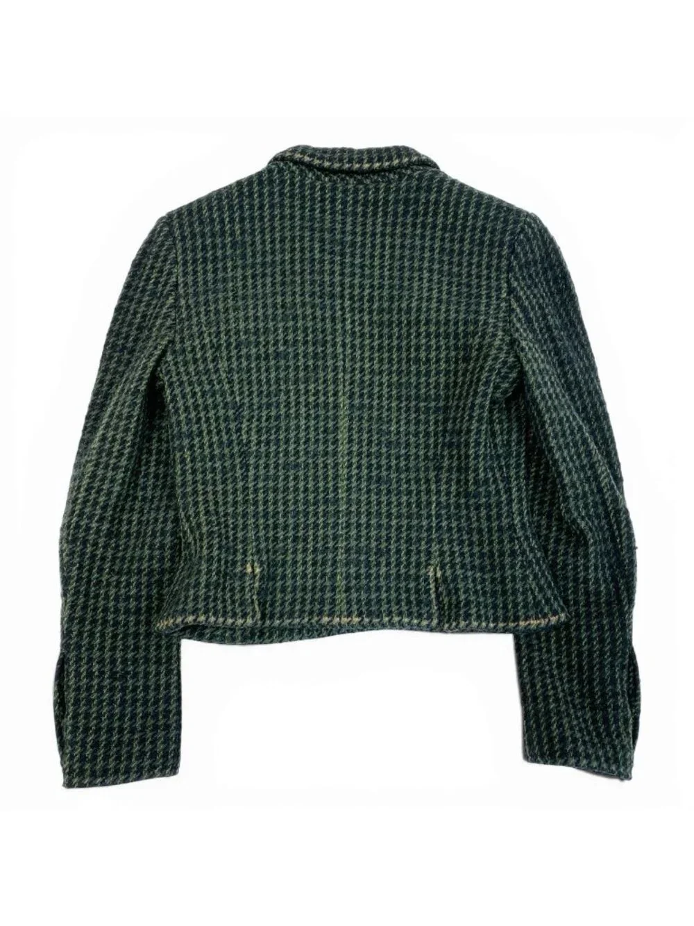 Chanel Collection CC Logo Button Tweed Short Jacket 40 Dark Green